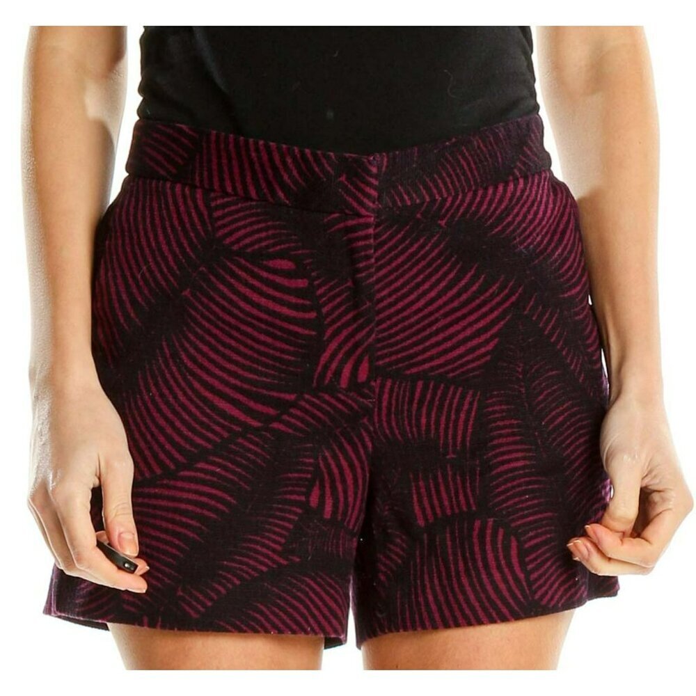 Ann Taylor Women's 4 Pink Navy Palm Leaf Tropical 4" Tailored Chino Shorts